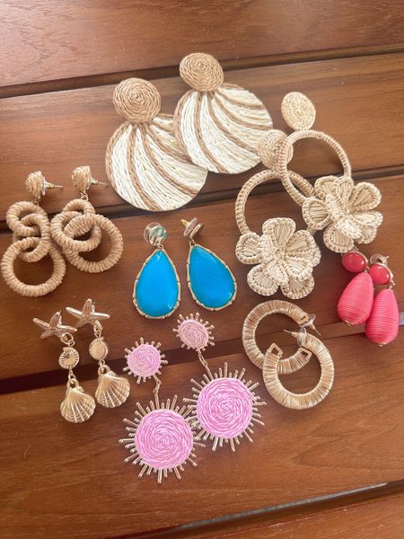 Here are all of my cute earrings that I brought with me to South Caicos! I feel like a fun earring can just make an outfit. I have sensitive ears and none of these bother my ears! 

Statement earrings. Raffia earrings. Summer earrings. LTK under 50. 