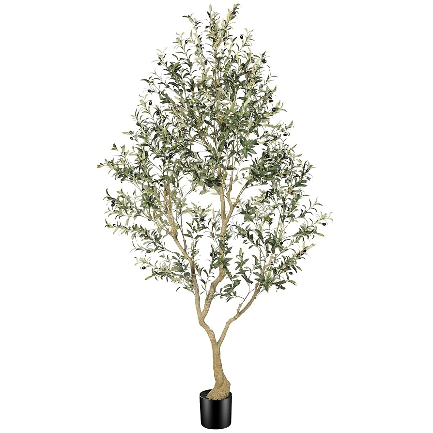 FEELEAD 8ft Faux Olive Tree – Large Faux Olive Plant Indoor with Pot, Lifelike Olive Trees Arti... | Amazon (CA)