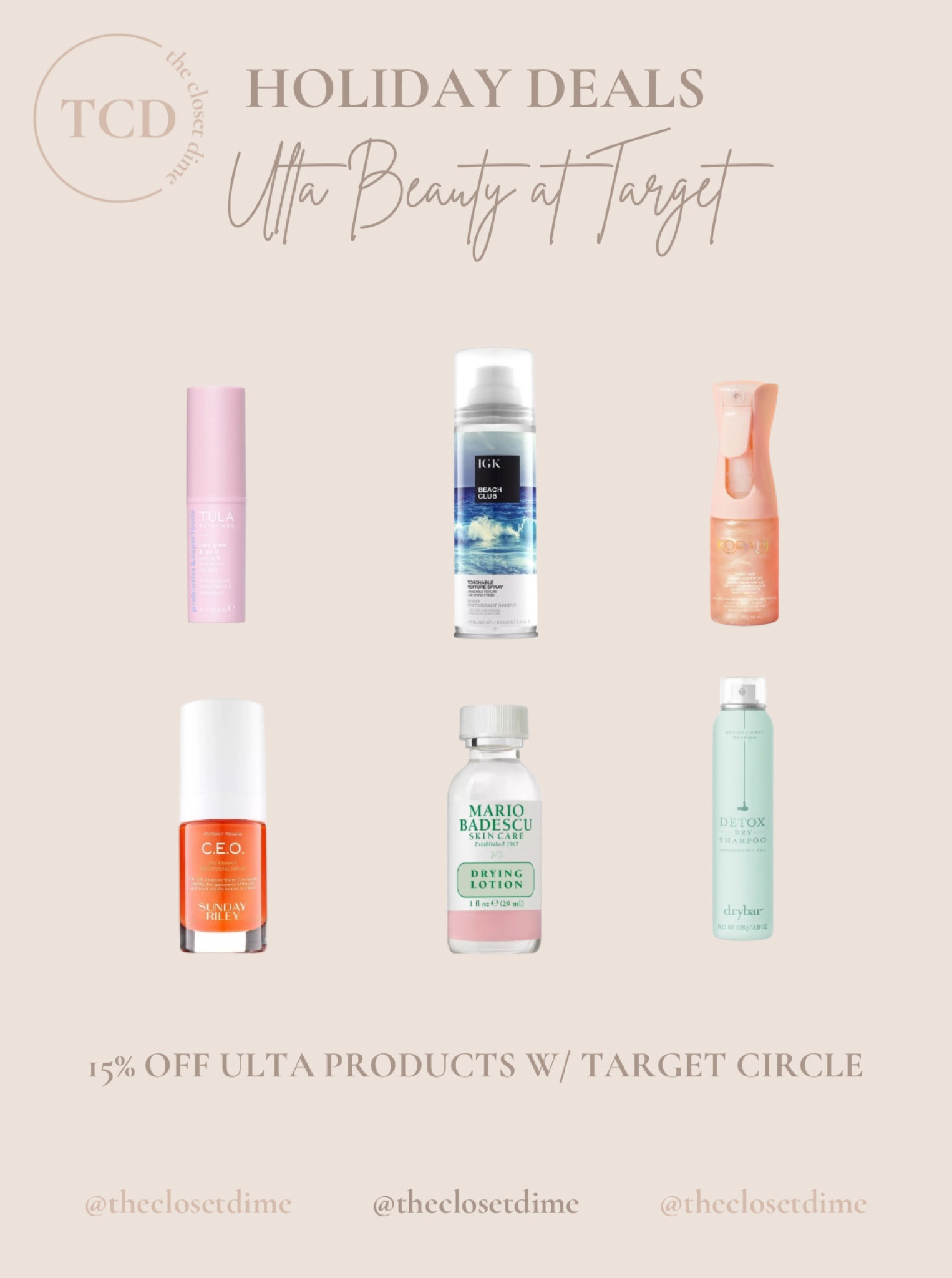 Get 15% off Ulta Beauty products now with Target Circle! 🎯 

#LTKSaleAlert #LTKBeauty #LTKGiftGuide