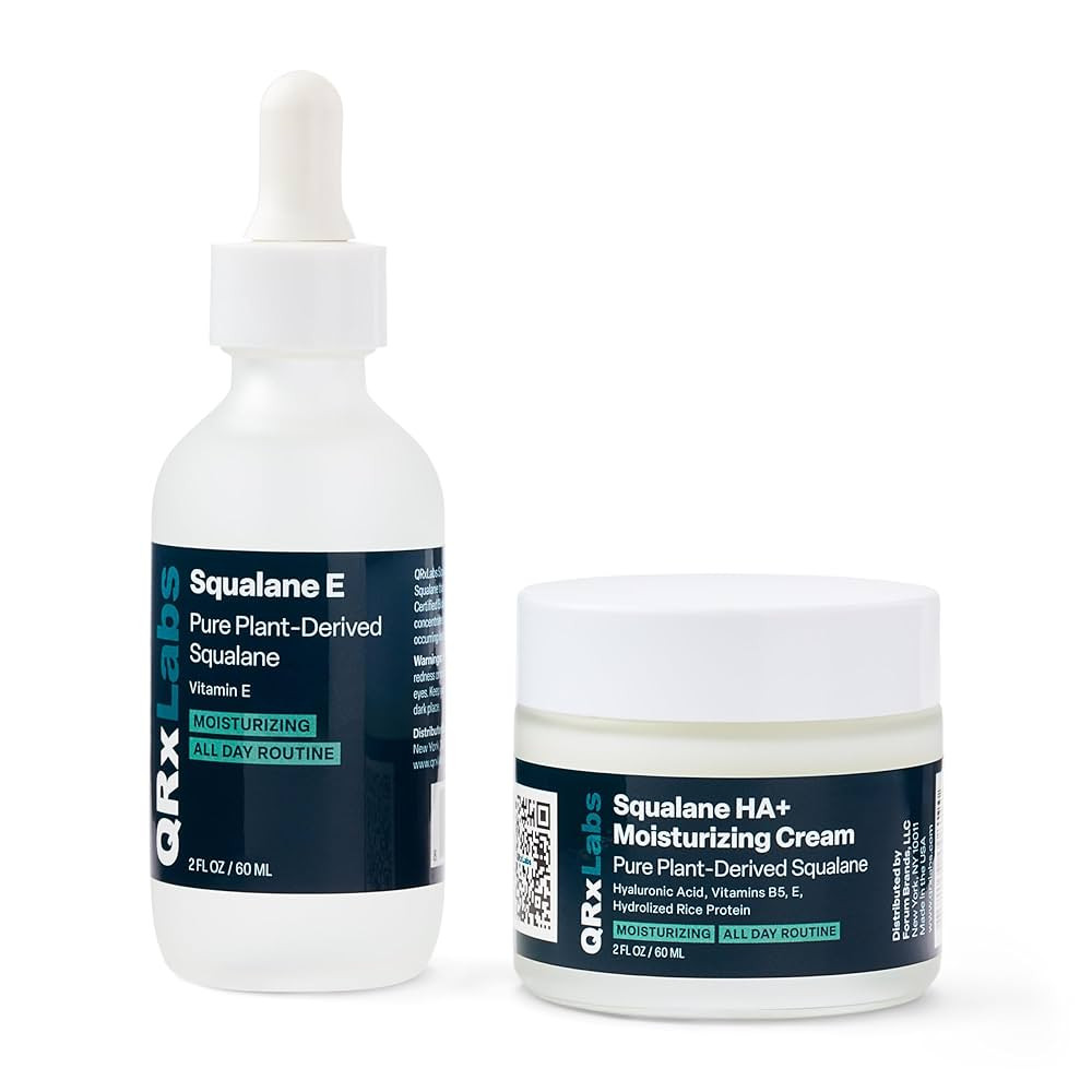 QRxLabs Pure Plant-Based Squalane Duo: Oil & Cream. Certified Organic ECOCERT/USDA, Sugarcane-der... | Amazon (US)