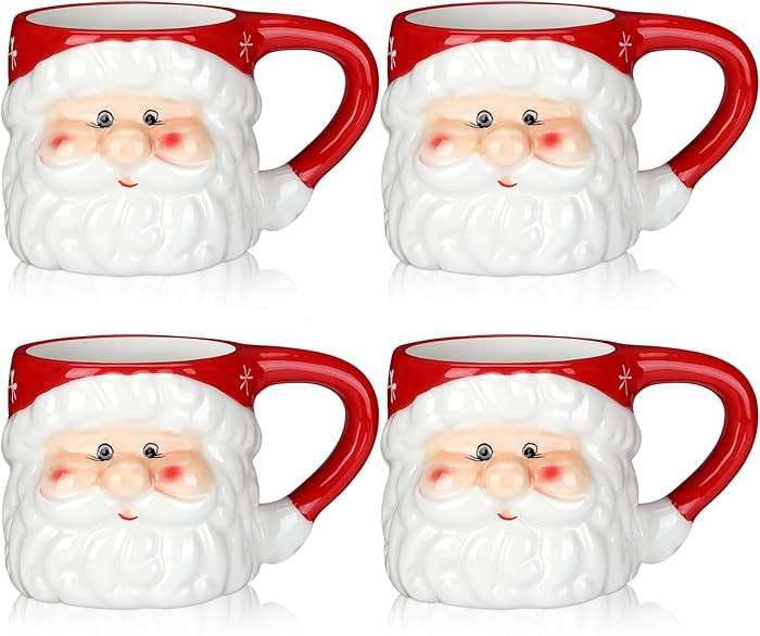 Sliner 4 Pcs Christmas Santa Coffee Mugs Vintage Santa Claus Heads Ceramic Mug Christmas Themed D... | Amazon (US)