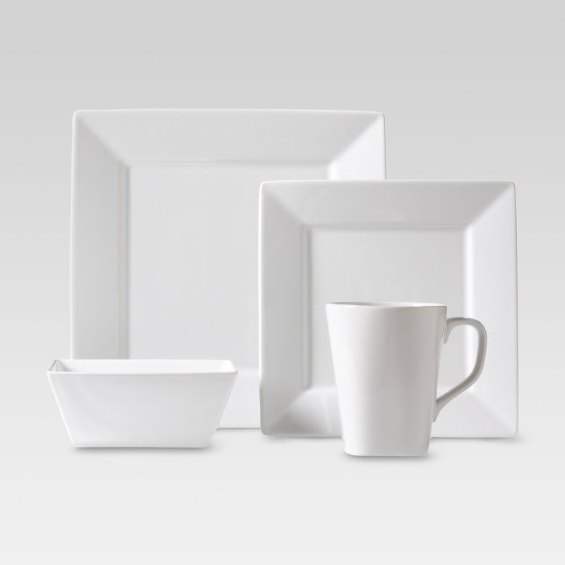 16pc Porcelain Square Dinnerware Set White - Threshold™ | Target