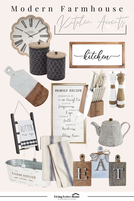Whether you’re redoing your own kitchen or fixing up a rental, a farmhouse kitchen is a classic style option. Sometimes it’s the kitchen accessories or “accents” that can totally change the way a kitchen looks or feels designed. These are a few modern farmhouse kitchen accent pieces you can incorporate in to give it a fresh, updated look! 

#LTKFind #LTKfamily #LTKhome