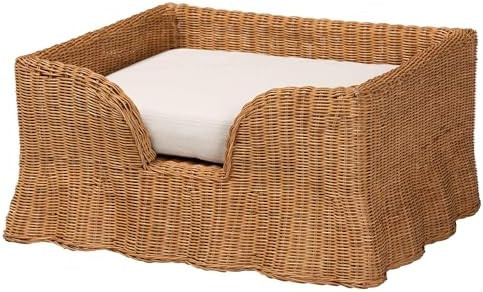 Bali & pari Belita Natural Rattan Pet Bed with Scalloped Base - Handwoven Wicker Enclosed Lounge ... | Amazon (US)
