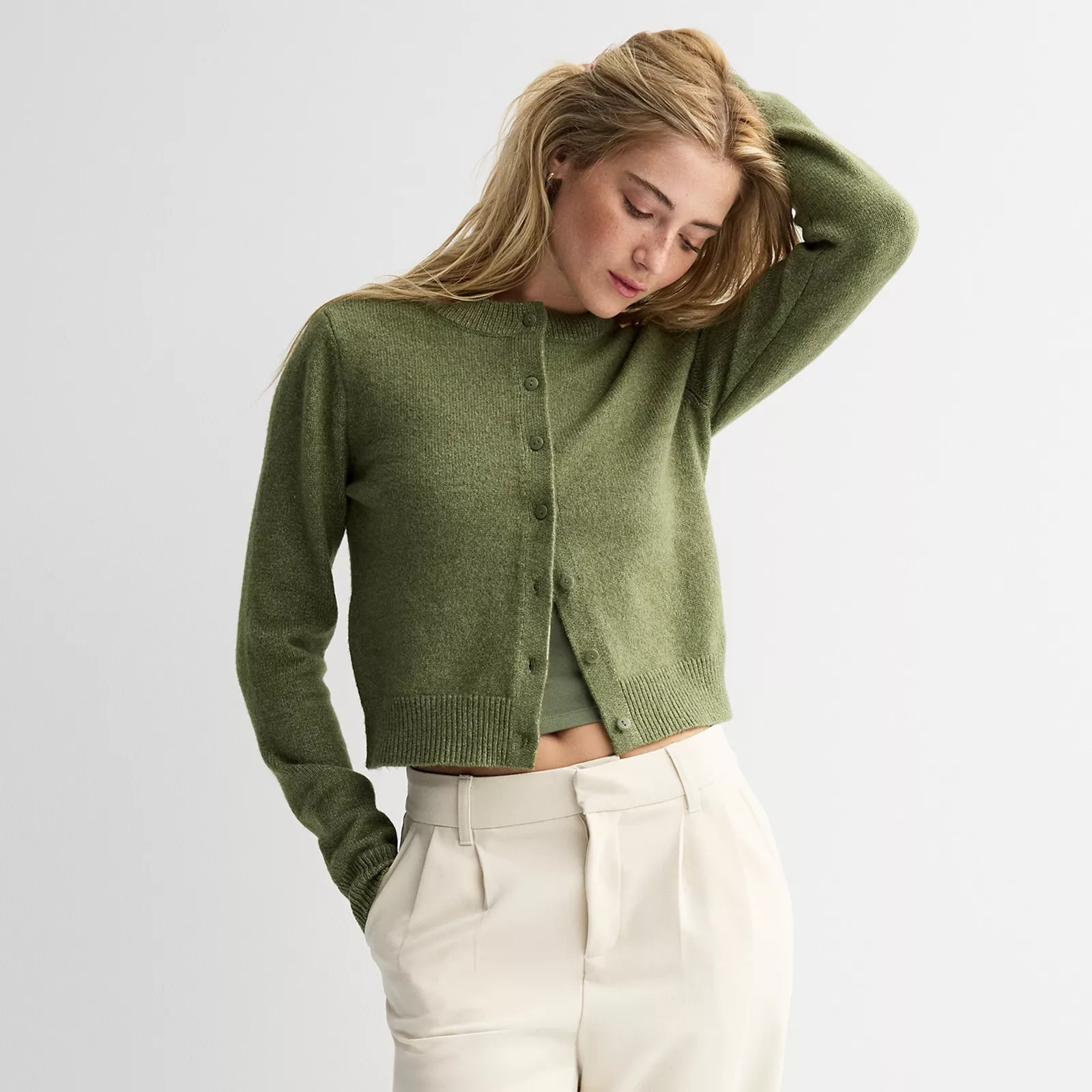 Juniors' SO® Core Button Up Cardigan, Girl's, Size: XS, Green | Kohl's