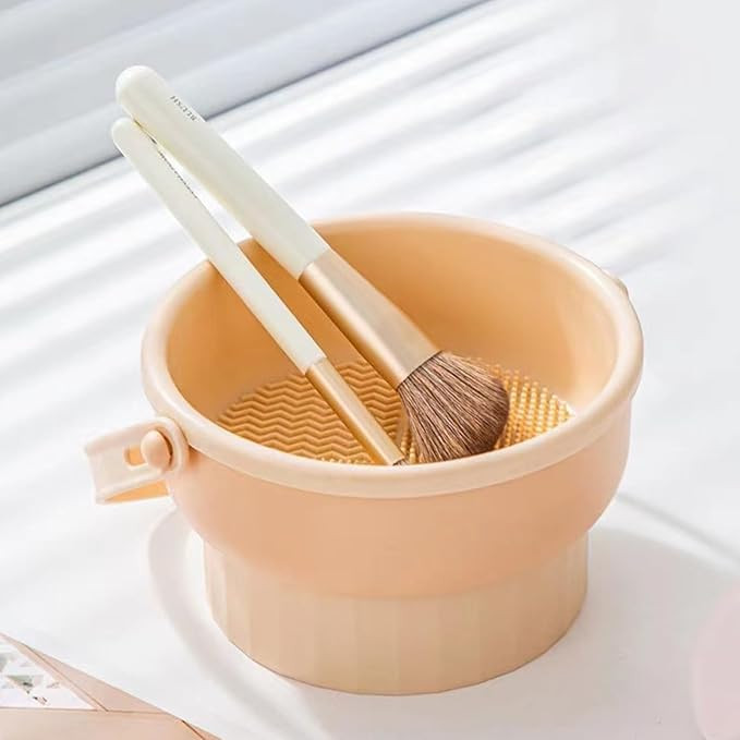 3 in 1 Makeup Brush Cleaner Mat, Brush Cleaner Make Up Bowl, Silicone Cosmetic Brushes Cleaning T... | Amazon (US)