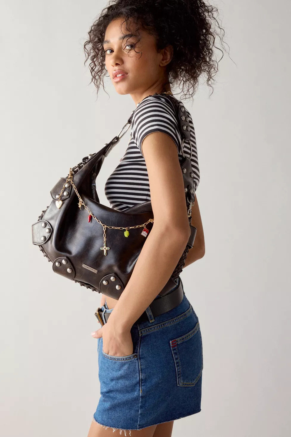 Silence + Noise Floral Studded Hobo Bag | Urban Outfitters (US and RoW)