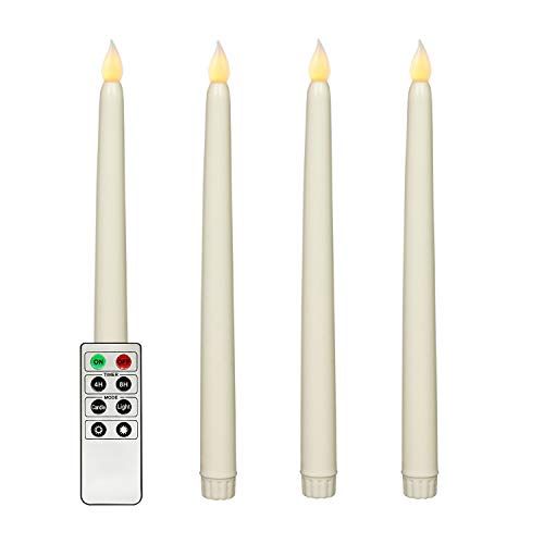 Flameless Taper Candles Wax Finish, Ivory Set Of 4 | Amazon (US)