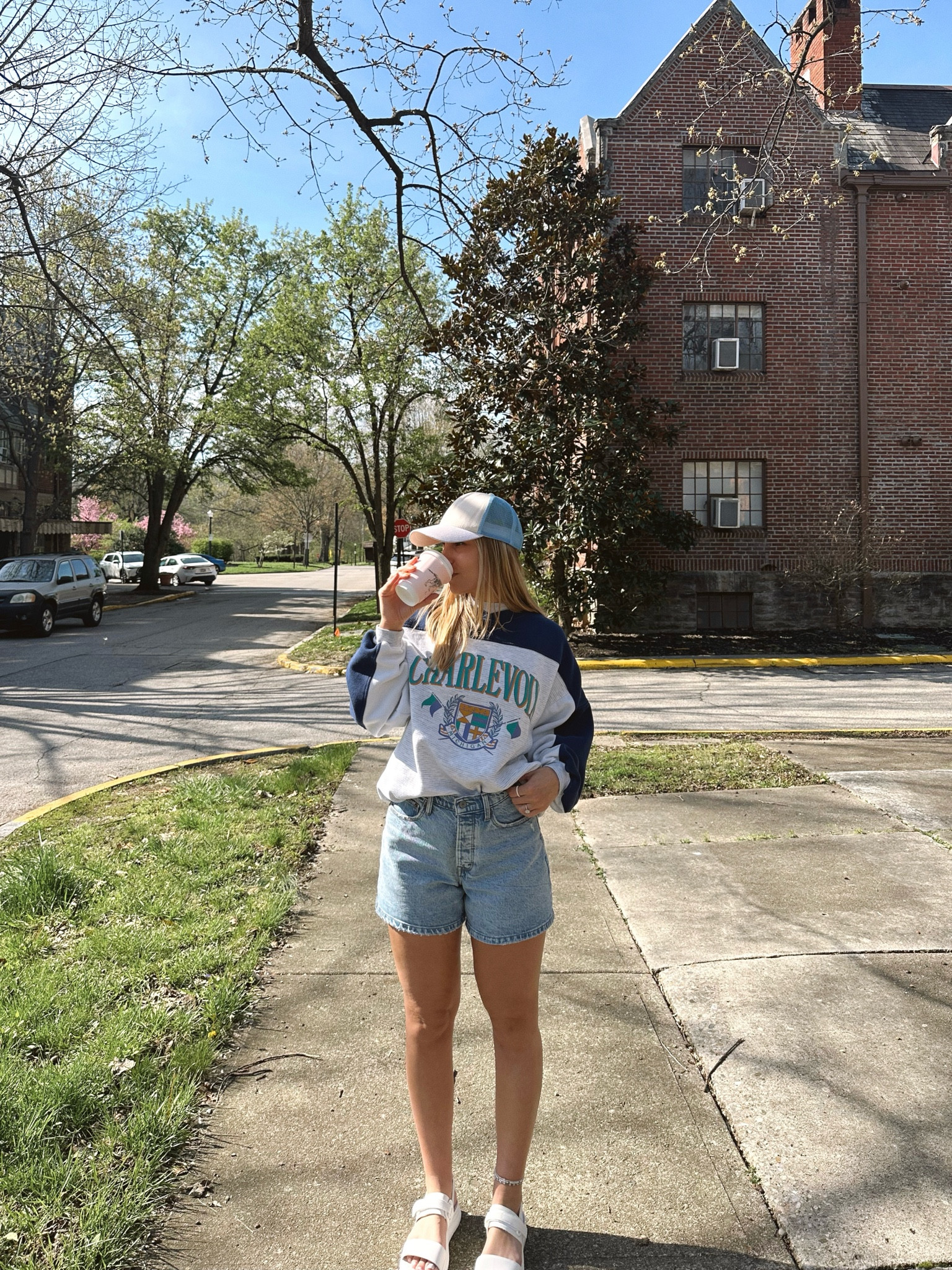 Sweatshirt is a vintage thrift, but linking the shoes and shorts! Just got these shoes and they are SUPER light weight and comfy! 

#LTKSeasonal #LTKshoecrush #LTKstyletip