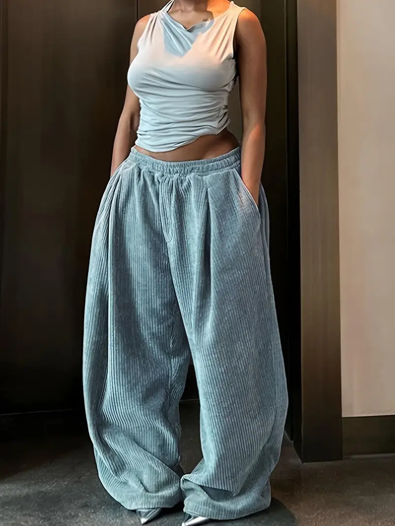 Elastic Waist Wide Leg Pants, Casual Loose Pants For Spring & Summer, Women's Clothing | Temu Affiliate Program