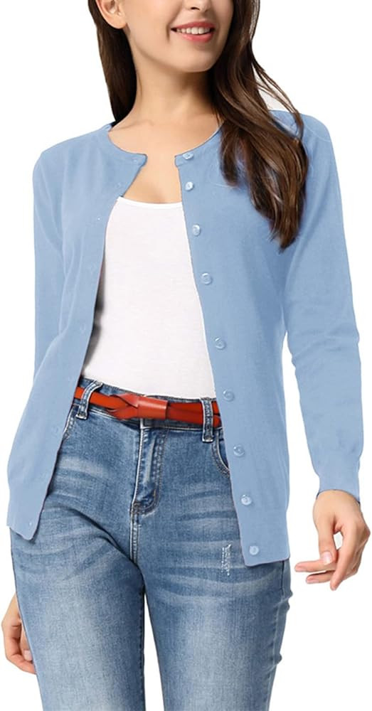 GRACE KARIN Women's Classic Long Sleeve Knit Cardigan Sweaters Casual Open Front Button Down Car... | Amazon (US)