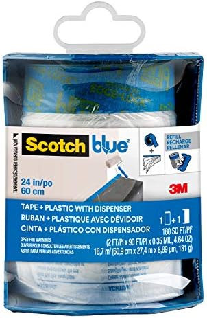 ScotchBlue Pre-Taped Painter's Plastic with Dispenser, Prepares and Protects in One Easy Step, Mu... | Amazon (US)