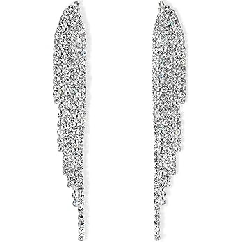 Humble Chic Simulated Diamond Long Earrings for Women - Cubic Zirconia Crystal Statement Dangle E... | Amazon (US)