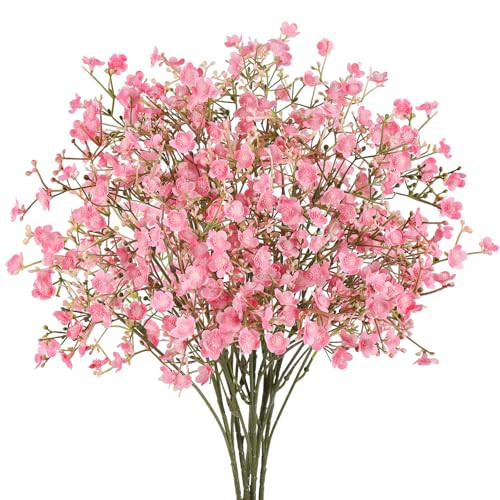 N&T NIETING 6Pcs Babys Breath Artificial Flowers,Real Touch Fake Cherry Blossom Pink Flowers Faux Flowers Bouquets for Vase Home Office Wedding Spring Indoor Outdoor Centerpiece Table Decorations | Amazon (US)