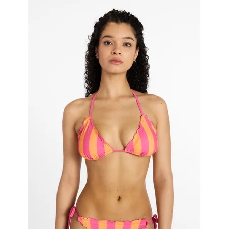 No Boundaries Striped Triangle Bikini Top, Women's XXS-XXL | Walmart (US)