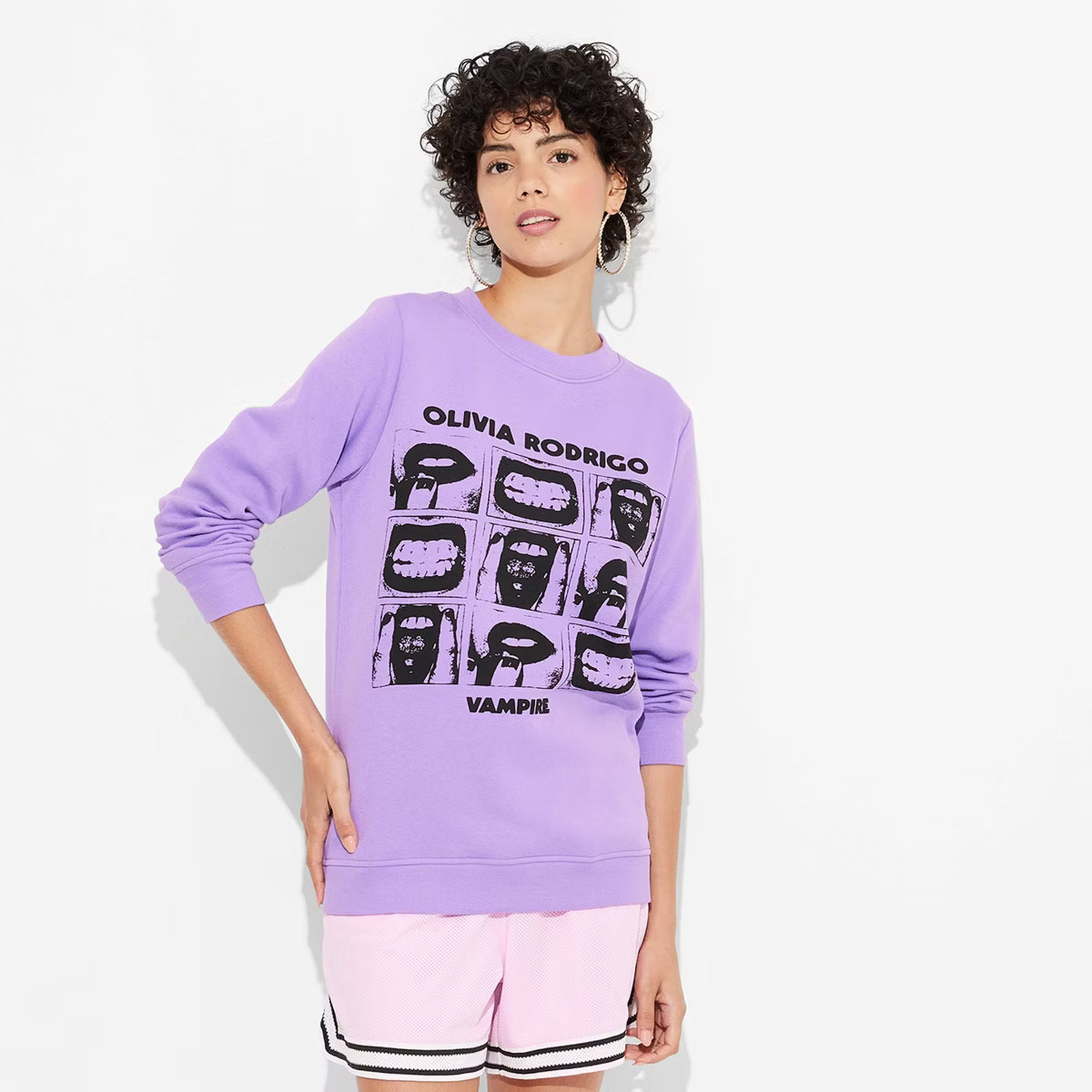 Women's Olivia Rodrigo Vampire Graphic Sweatshirt - Purple | Target