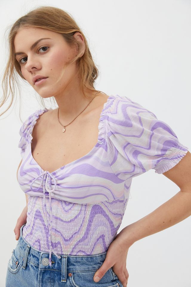 UO Surf Club Smocked Blouse | Urban Outfitters (US and RoW)