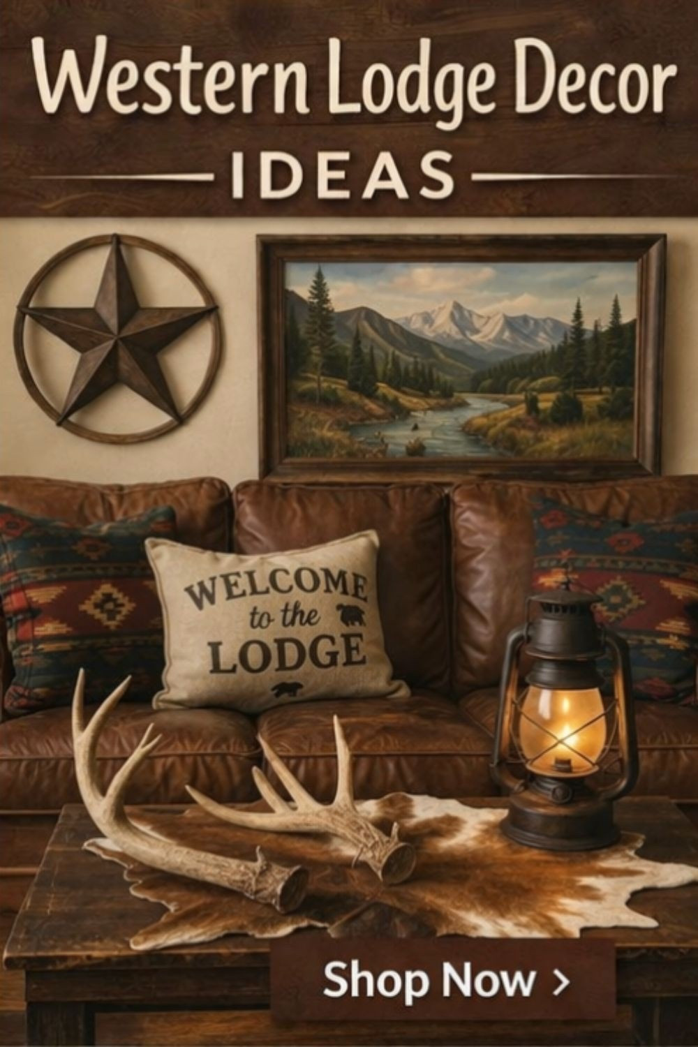 Western Lodge Decor Ideas| Rustic Cabin Living Room, Leather Sofa& Cozy Lodge Style

#LTKMens #LTKHome #LTKSeasonal
