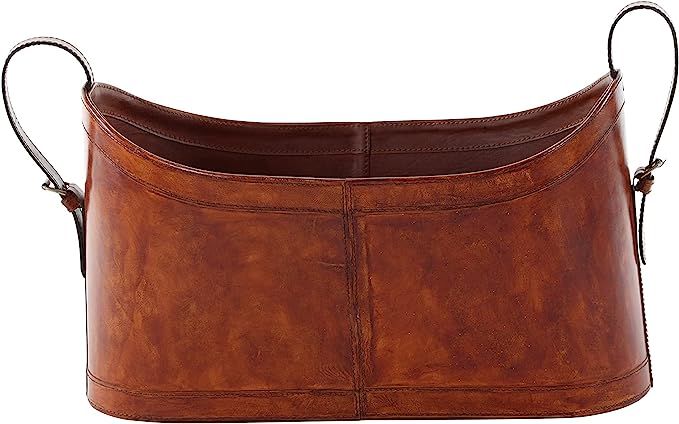 Deco 79 Leather Handmade Box Style Single Slot Magazine Holder with Detail Stitching and Curved H... | Amazon (US)