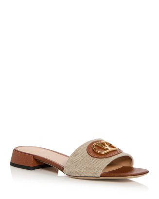 Women's VLogo Leather and Canvas Slide Sandals | Bloomingdale's (US)