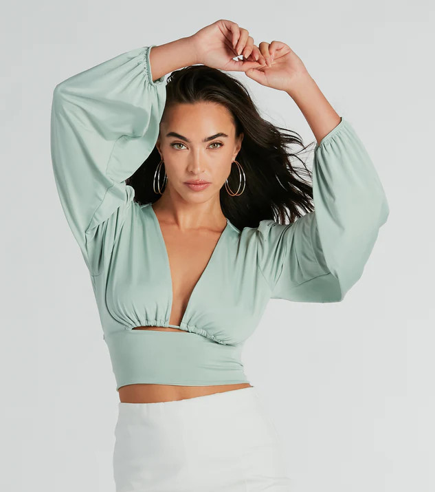 Blown Away Plunge Tie-Back Crop Top | Windsor Stores