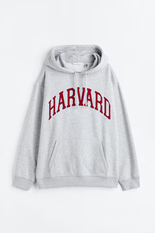 H & M - Motif-front hoodie - Grey | H&M (UK, MY, IN, SG, PH, TW, HK)