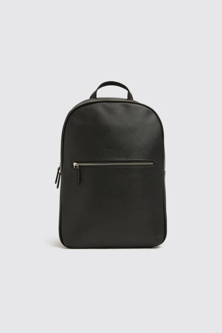Moss Black Saffiano Backpack | Moss Bros Retail