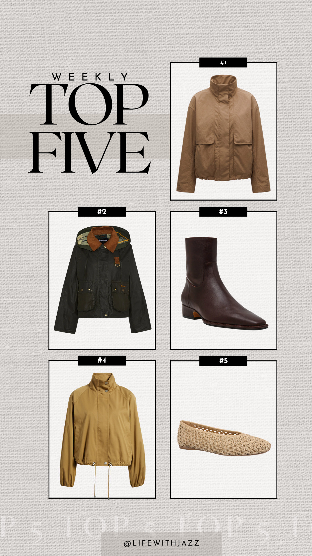 this week's bestsellers: 

Most of these are part of the nsale/on sale! Sale ends 8/9:
1. lululemon jacket -- the light beige color i have was just restocked! 
2. barbour jacket -- still in-stock, beautiful quality designer jacket
3. steve madden defne booties -- some colors still in-stock, great low-heeled fall booties
4. rails jacket -- elevated version of the lululemon jacket, also a few sizes in-stock
5. nordstrom raffia flats -- on sale under $60
 

 #LTKSeasonal #LTKSaleAlert