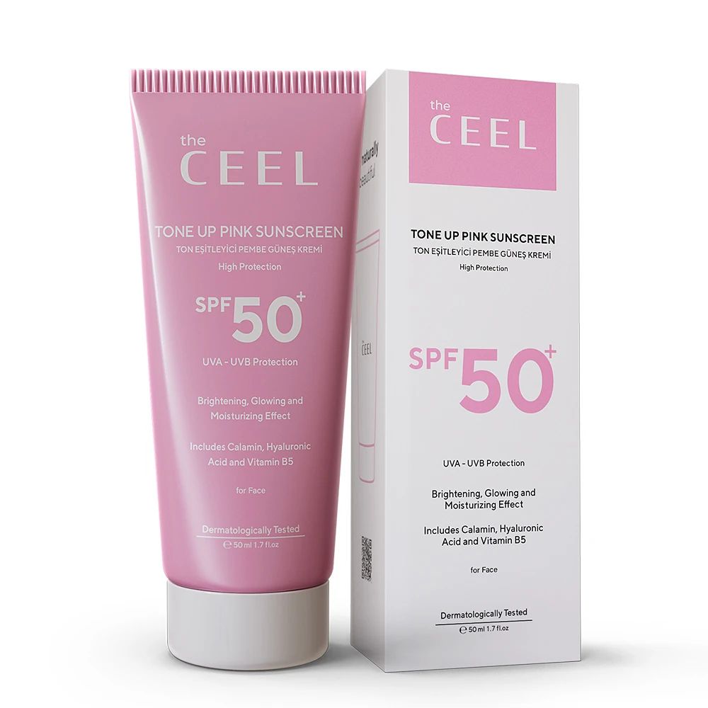 SPF +50 Tone Up Pink Sunscreen Tone Equalizing Facial Sunscreen 50 ml | THE CEEL