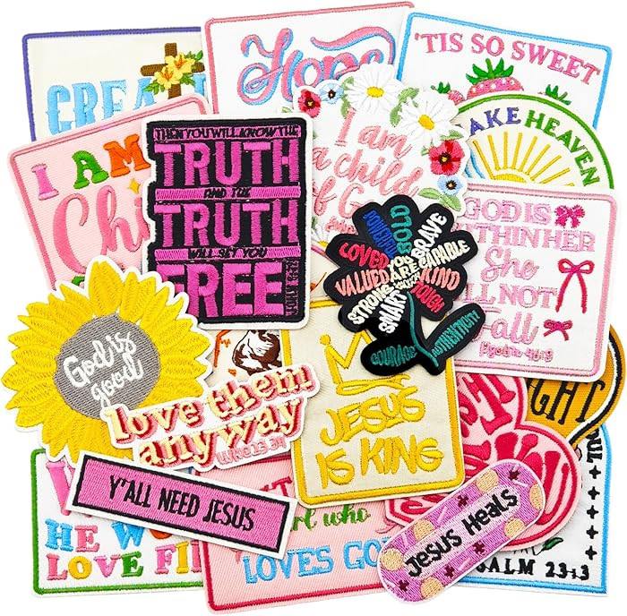 20PCS Christian Iron on Patches Religious Bible Verse Embroidered Patches for Trucker Hat Backpac... | Amazon (US)