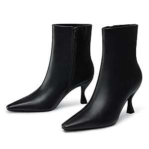 Womens Kitten Heel Booties: 3.5 In High Heel, Pointed Toe Sexy Ankle Boots, Fall Trendy Side Zipp... | Amazon (US)