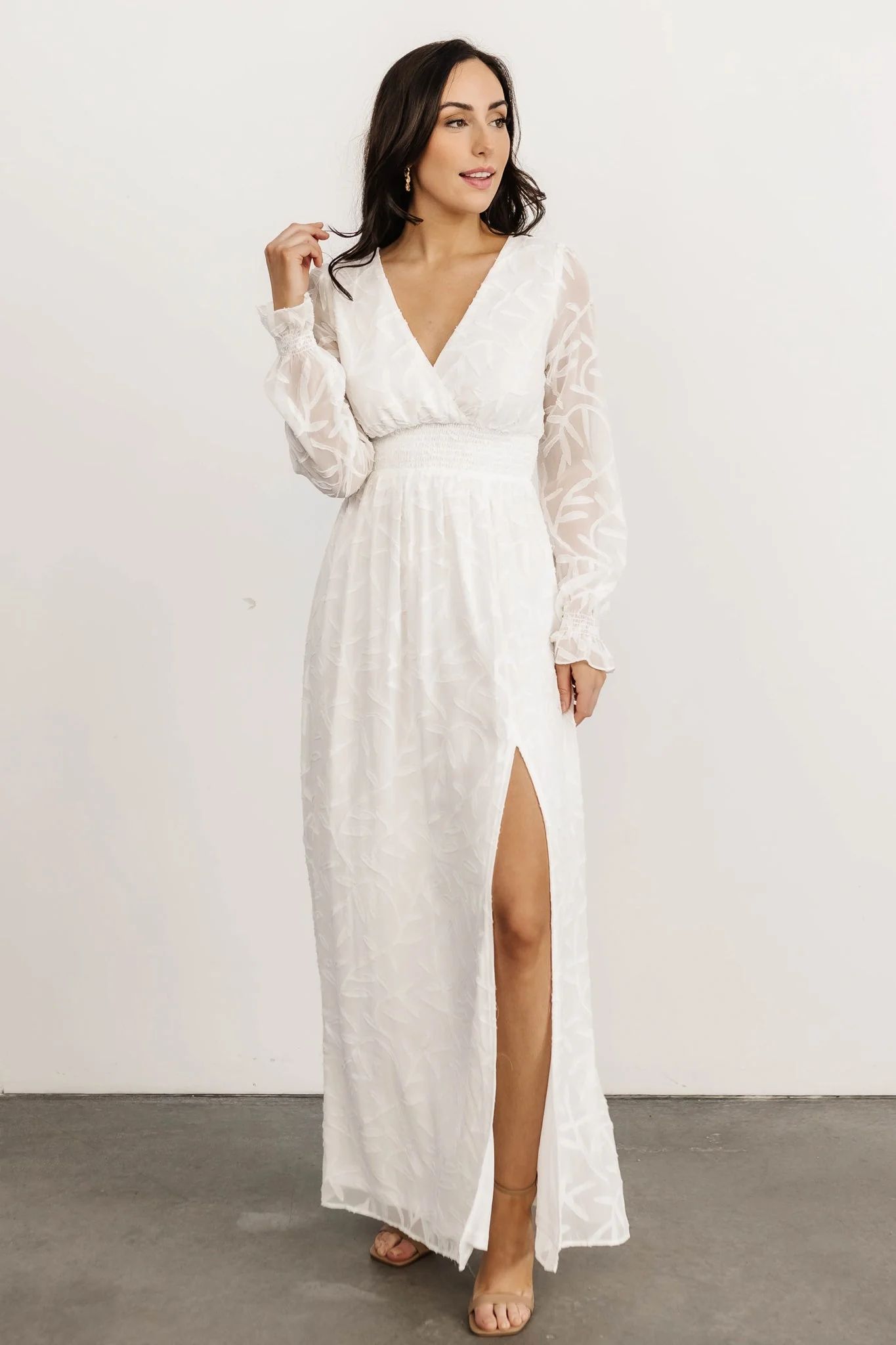 Bridget Textured Maxi Dress | White | Baltic Born
