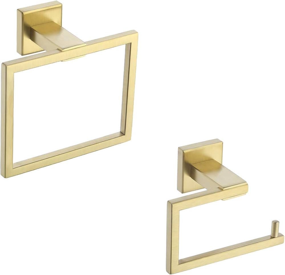 KES Bathroom Accessories Set Toilet Paper Holder Towel Ring SUS304 Stainless Steel Rustproof 2-Pi... | Amazon (US)