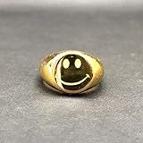 Smiley Ring, 925 Silver Ring, Smiley Face Ring, Cute smiley ring, Smiley Gold Ring, Pinky Ring For W | Amazon (US)