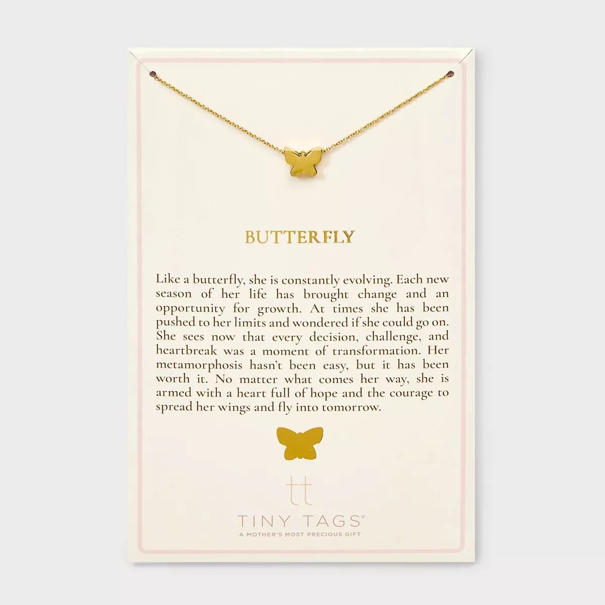 Tiny Tags 14K Gold Ion Plated Butterfly Chain Necklace - Gold | Target