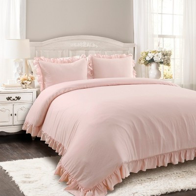 3pc Full/Queen Reyna Comforter Set Blush - Lush Décor: Microfiber, Ruffled, OEKO-TEX Certified | Target