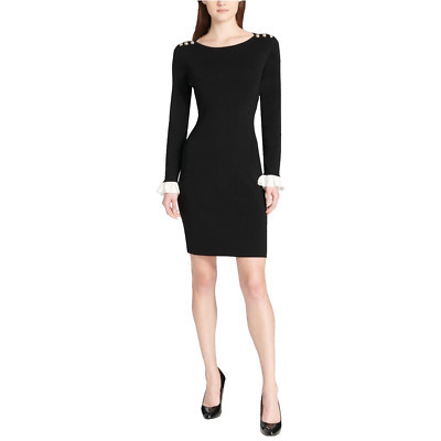 Tommy Hilfiger Women's Black Long Sleeve Embellished Sweater Dress Size Medium | eBay US