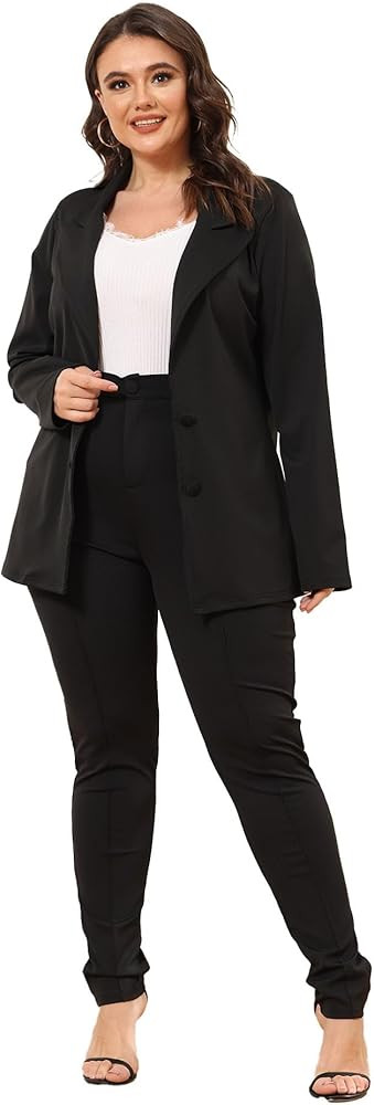 Women's Two Piece Outfits Blazer Jacket and Pants Pockets Business Casual Suit Sets | Amazon (US)