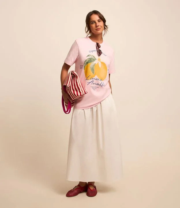 Saia Evasê Midi em Tricoline com Cós Largo e Lastex Branco - Lojas Renner | Renner (BR)