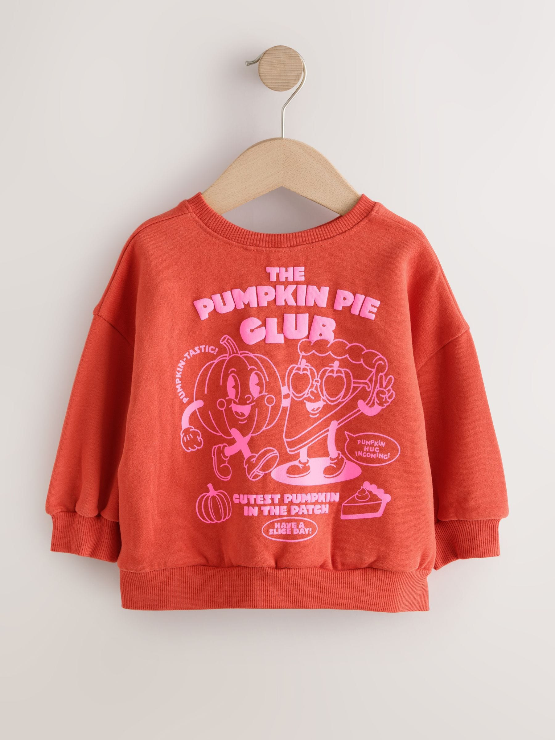 Next Orange Pumpkin Pie Club Crew Neck Sweatshirt (3mths-7yrs) | Next US