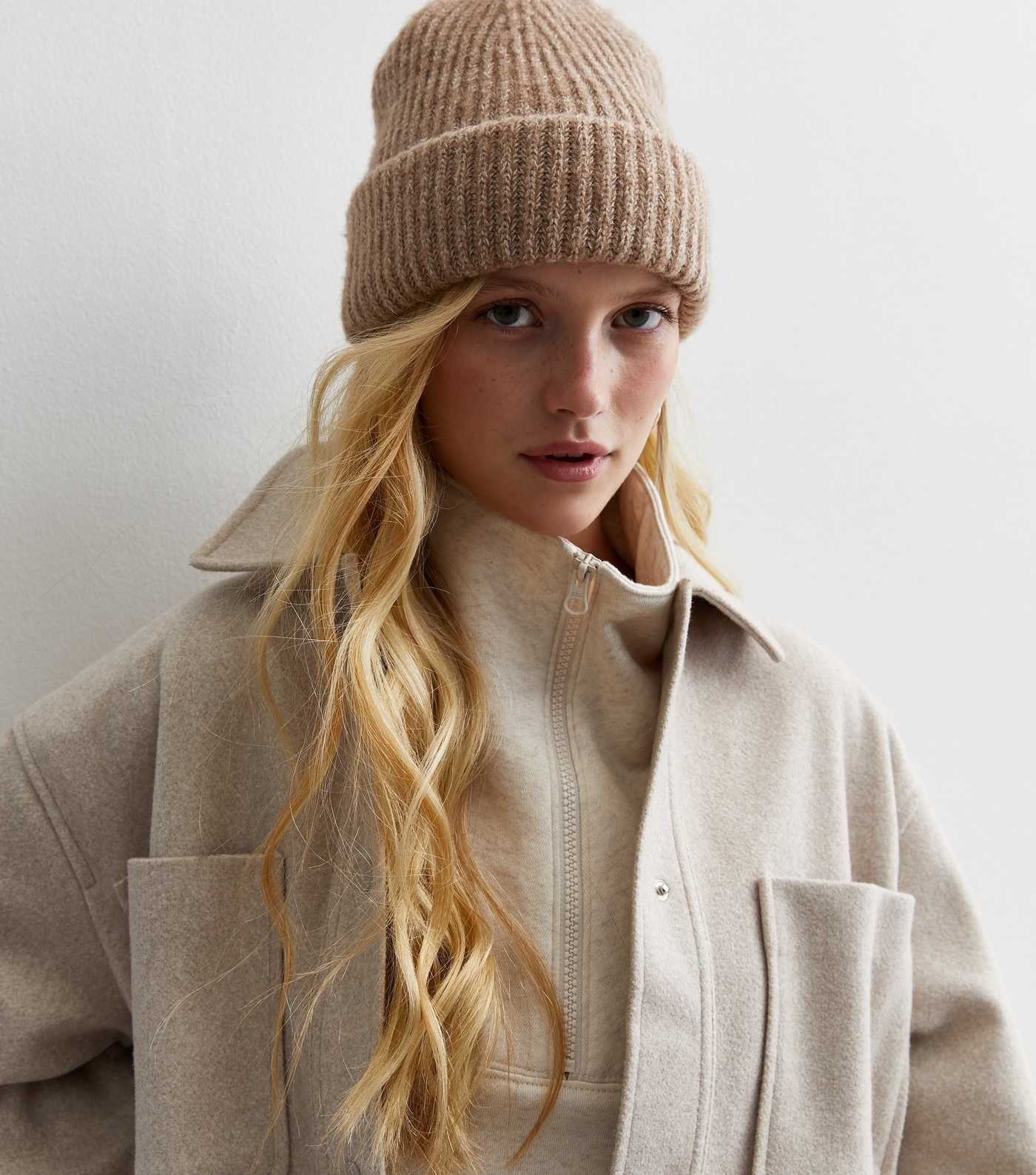 Stone Ribbed Knit Chunky Beanie | New Look | New Look (UK)