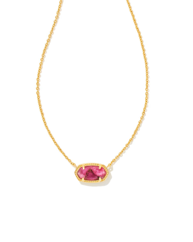 Elisa Gold Pendant Necklace in Bronze Veined Magenta Jade | Kendra Scott