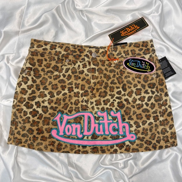 Von Dutch Leopard Denim Mini Skirt | Poshmark