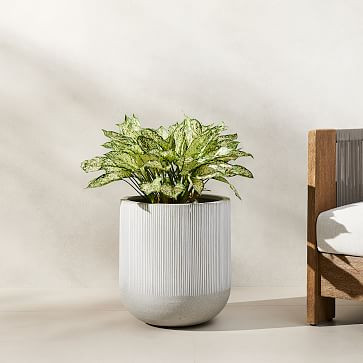 Textured Radius Planter, Frost Gray and White, Medium | West Elm (US)