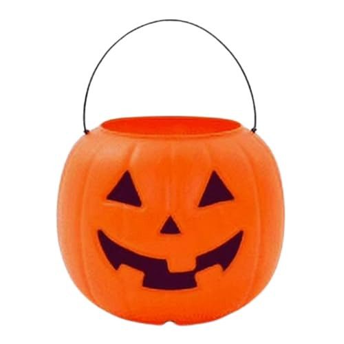 Halloween Plastic Pumpkin Bucket, Portable Pumpkin Buckets for Trick or Treating, Orange Halloween Pumpkin Basket, Party Favor Candy Storage Halloween Treat Pail Halloween Decorations, 1 Pack | Amazon (US)
