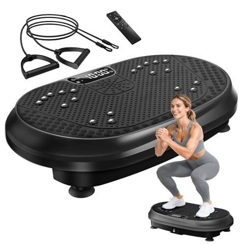 Vibration Plate Exercise Machine, Vibrating Fitness Platform for Lymphatic Drainage, Full Body Shaker Workout Equipment, Bluetooth Power Shaping Vibrate Plate, Board Sport for Home Exercise Gym, Black | Amazon (US)