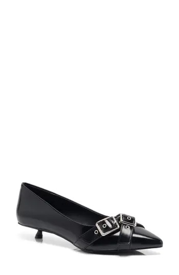 Free People So '90s Pointed Toe Kitten Heel Pump in Black Vegan Leather at Nordstrom Rack, Size 6 | Nordstrom Rack