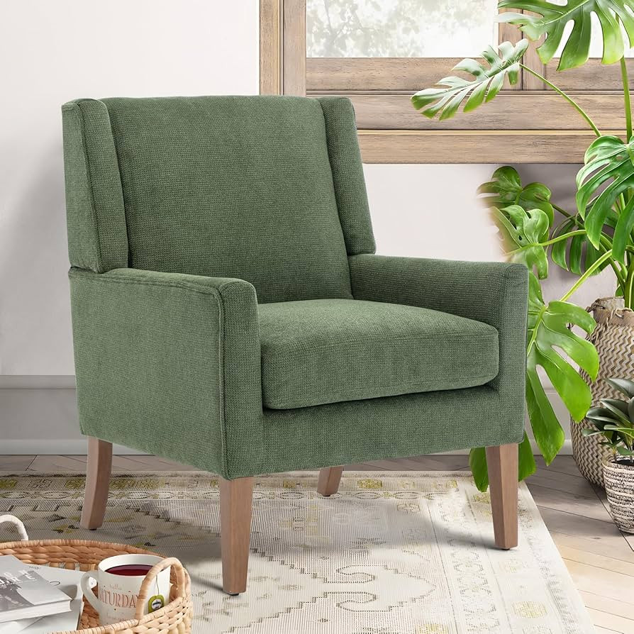 COLAMY Modern Wingback Living Room Chair, Upholstered Fabric Accent Armchair, Single Sofa Chair w... | Amazon (US)