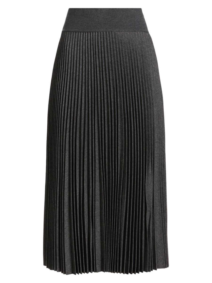 Pleated Wool Flannel Midi Skirt | Saks Fifth Avenue