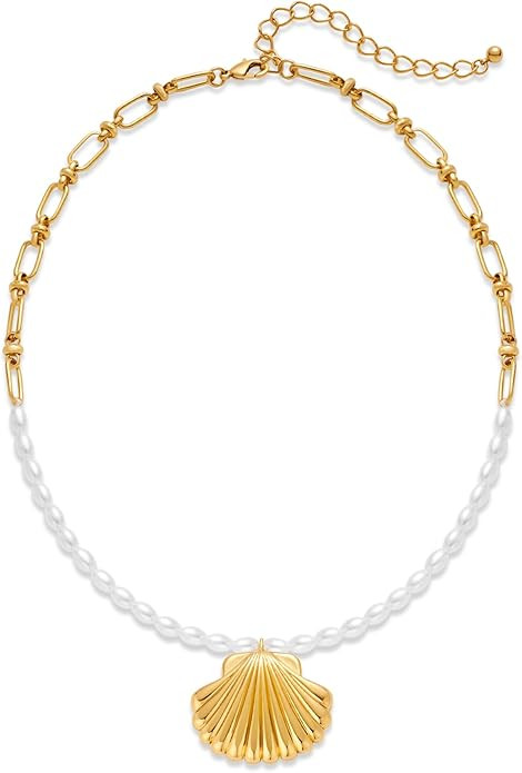WOWORAMA Gold Necklace for Women Boho Spiral Conch Shell Necklace Starfish Necklace Vintage Ocean... | Amazon (US)